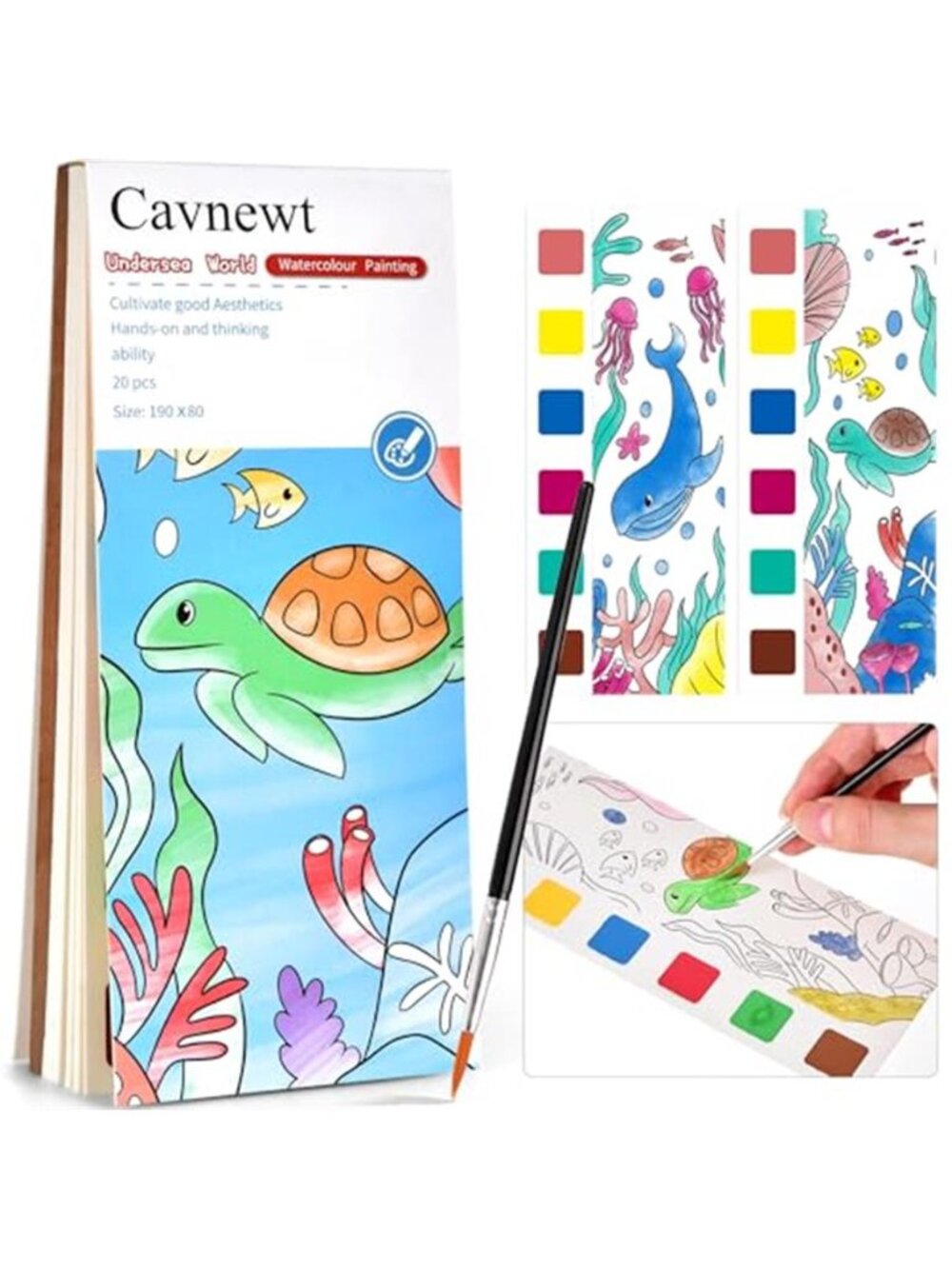 Cavnewt Pocket Watercolor Painting Book,21-Pages,Travel Paint Watercolor